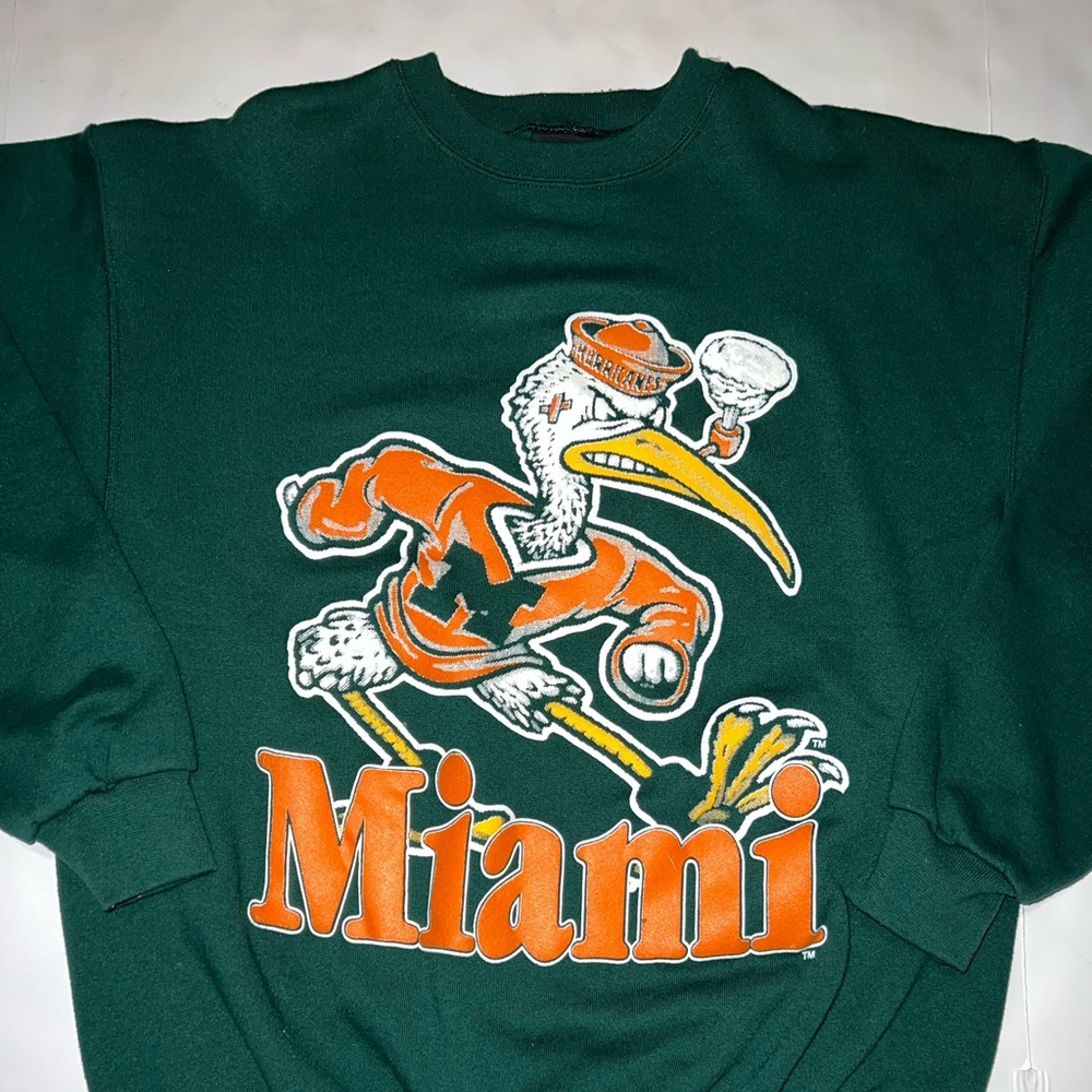University of Miami Hurricanes Vintage Green Crewneck Sweatshirt Size L